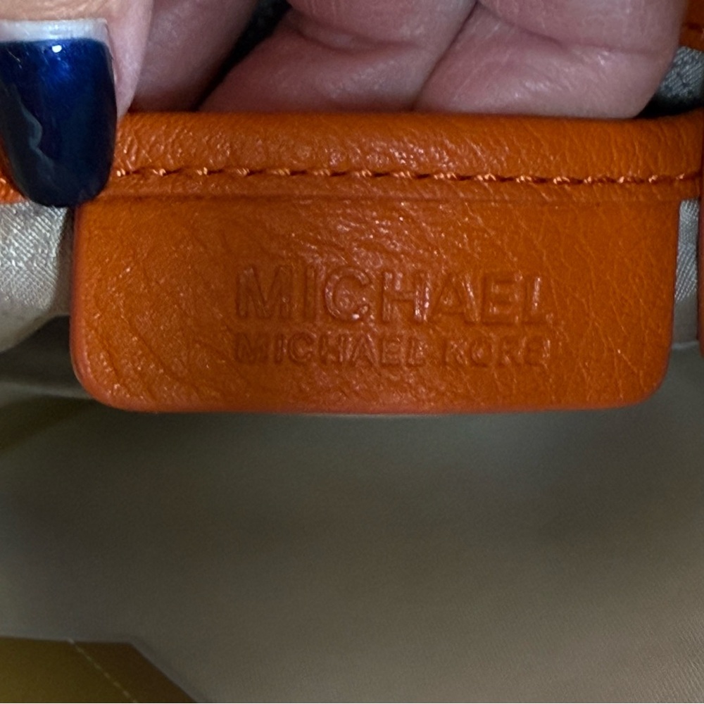 MICHAEL Michael Kors Soft Orange Leather Gold Chain Shoulder/Crossbody/Hand Bag - Picture 10 of 16